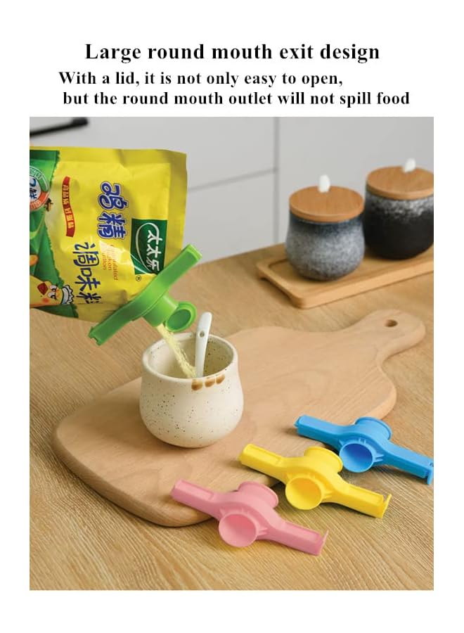 Raxoom 3Pcs Food Sealing Clip Seal Pour Snack Storage Bag Clip With A Cap Type Discharge Nozzle Food Milk Powder Preservation Sealer Kitchen, Random - Image 2