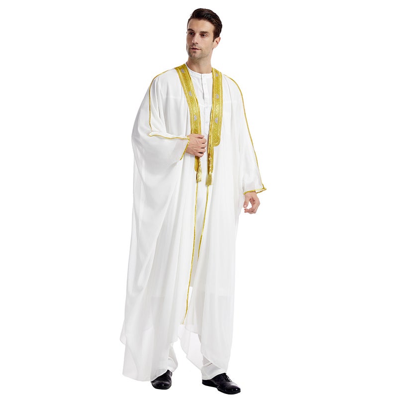 Men's Embroidered Chiffon Jacket Long Sleeve Open Front - Image 2