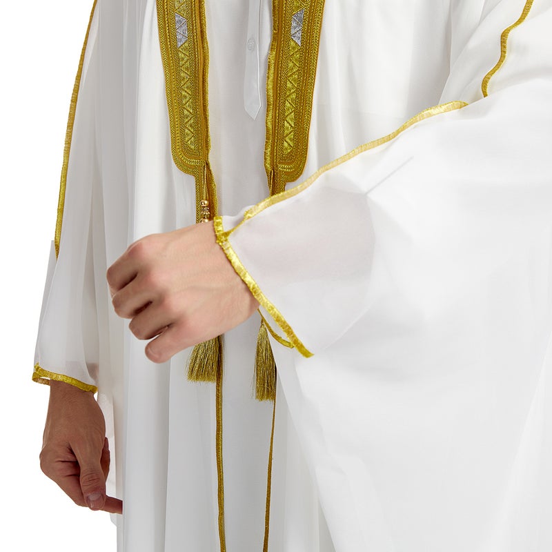 Men's Embroidered Chiffon Jacket Long Sleeve Open Front - Image 4