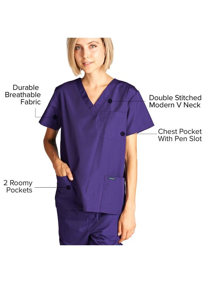 DAGACCI Women's and Men's Medical Scrubs Top and Pants Set, Purple, XL - Image 5
