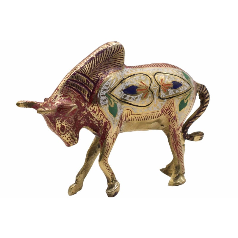 RIDDHAH COLLECTIONS Brass Decorative Antique Bull 5 cm x 23 cm x 16 cm - Image 1