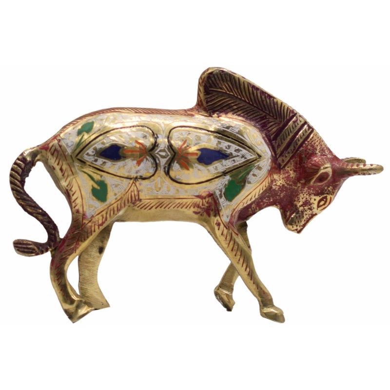 RIDDHAH COLLECTIONS Brass Decorative Antique Bull 5 cm x 23 cm x 16 cm - Image 2