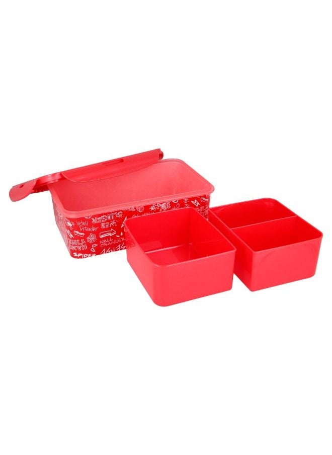 Disney - Rectangular Food Container with Removable Compartments 1190 ml Food Box with Spiderman Urban Web BPA Free Leak Proof Lunch Box for Kids - Image 1
