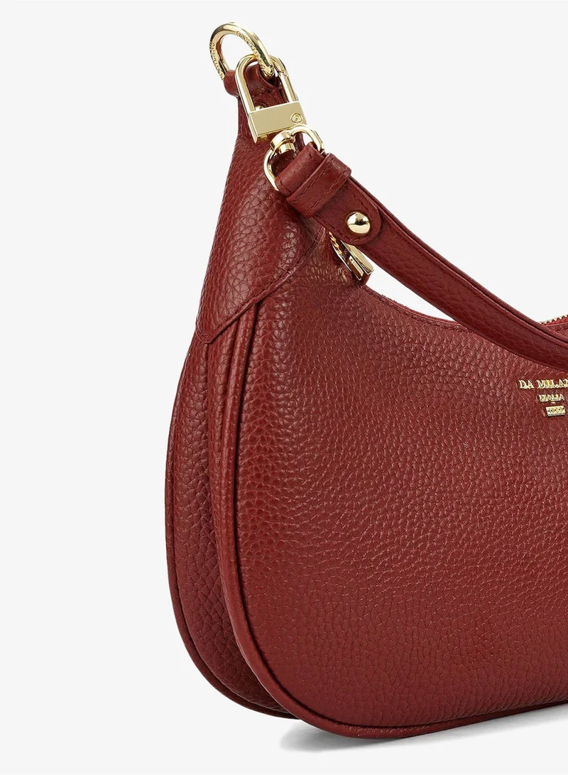 Da Milano  Small Wax Leather Baguette - Cherry for Women | Best Price UAE
