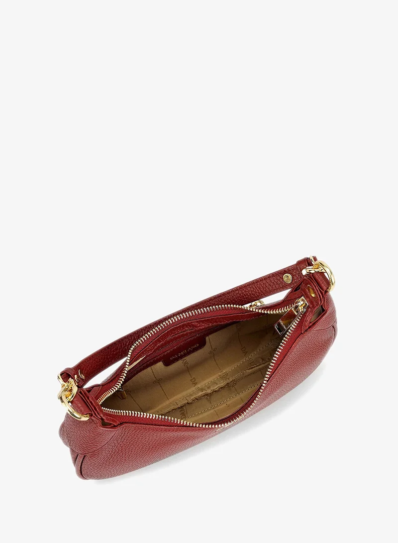Da Milano  Small Wax Leather Baguette - Cherry for Women | Best Price UAE