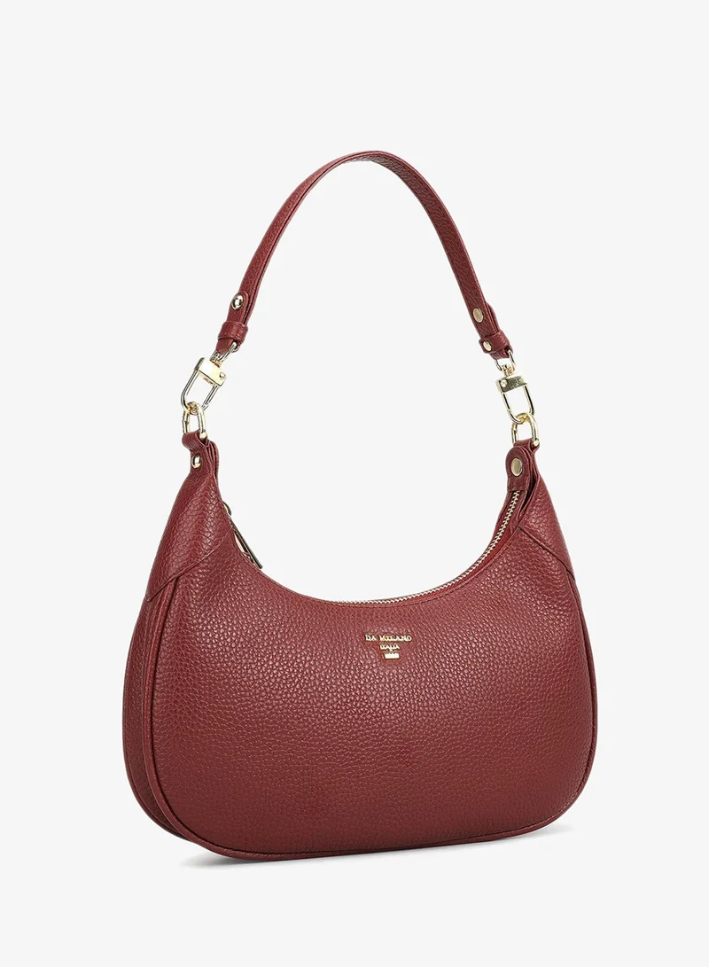 Da Milano  Small Wax Leather Baguette - Cherry for Women | Best Price UAE