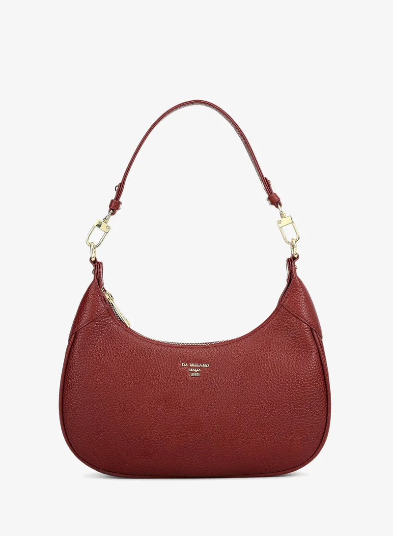 Small Wax Leather Baguette - Cherry
