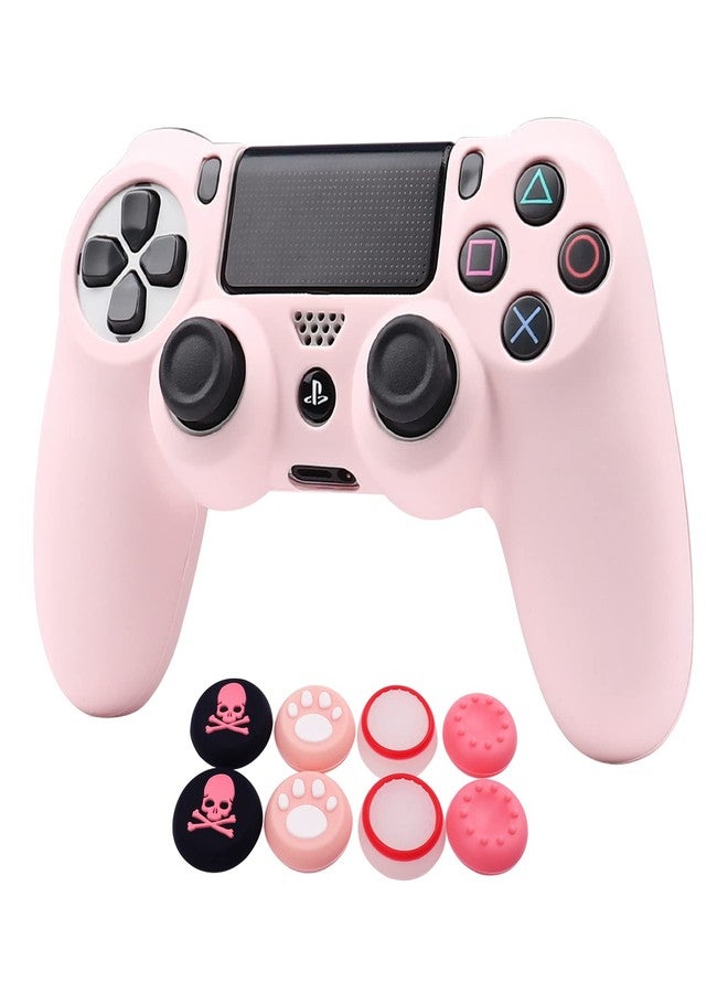 RALAN Pink Controller Skins for PS4, Silicone Controller Cover Skin Protector Compatible with PS4 Slim/PS4 Pro Controller (Pink Pro Thumb Grip x 6,Skull Cap Grip x 2)(Camouflage Pink+White Pink - Image 1
