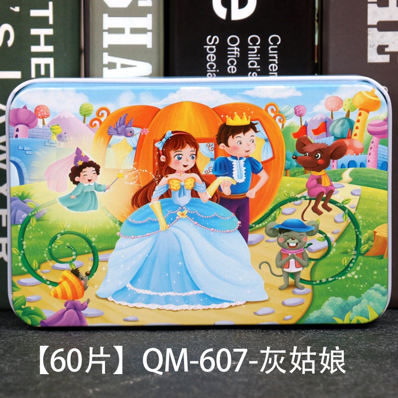 Wooden Puzzle Children'S Puzzle 60 Pieces Iron Boxed Puzzle Puzzle Puzzle Kindergarten Early Education Wooden Toys - Image 1