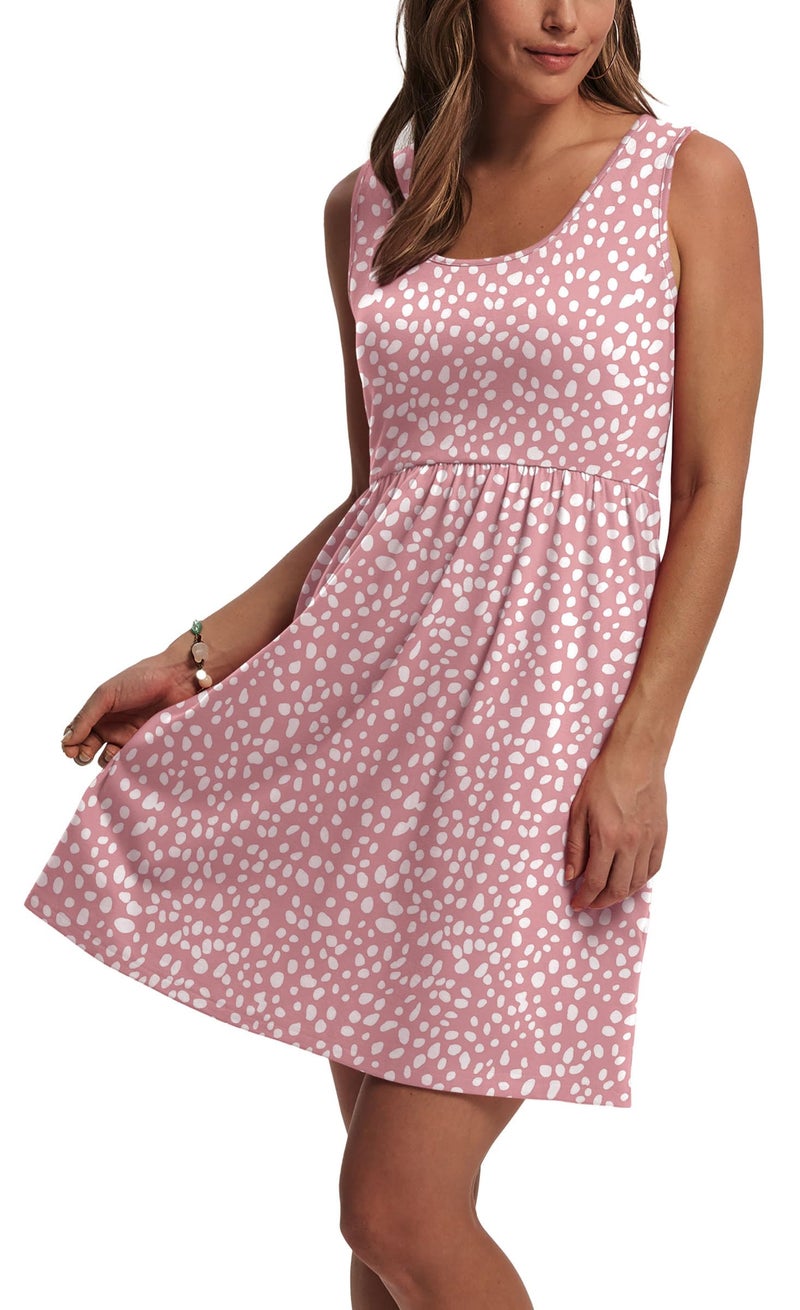 WIHOLL Summer Dresses for Women 2026 Elegant Classy Spring Dresses for Women Casual Cute Beach Vacation Outfits Fashion Floral Sundresses with Pockets Womens Sun Dress Pink Dot XL - Image 3