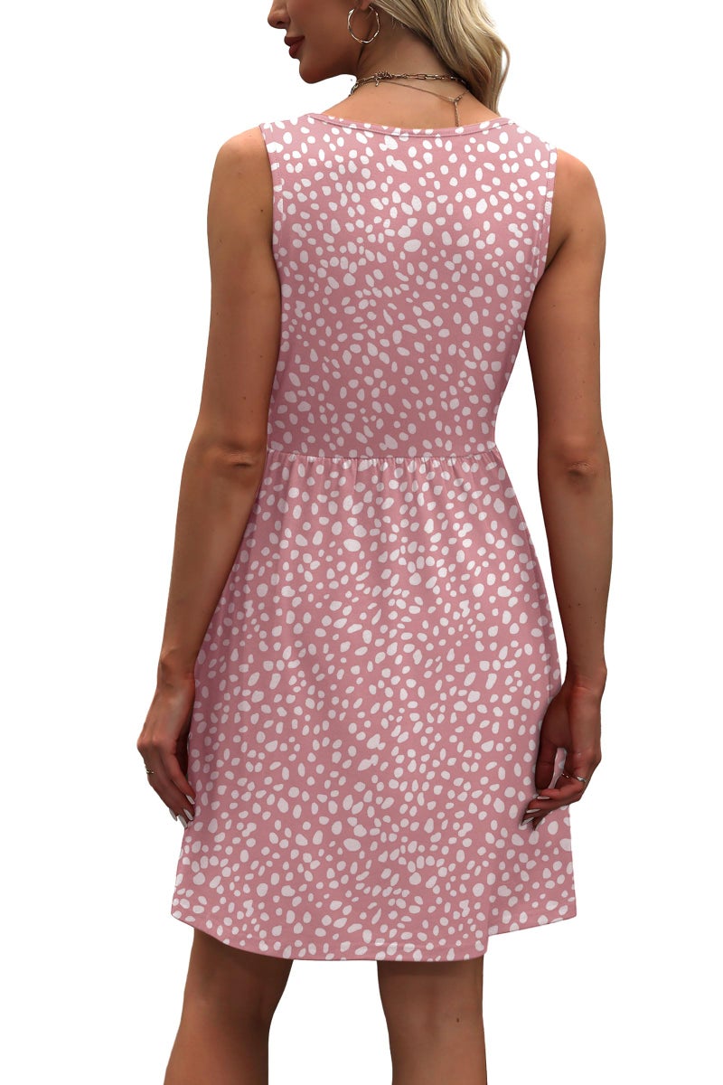 WIHOLL Summer Dresses for Women 2026 Elegant Classy Spring Dresses for Women Casual Cute Beach Vacation Outfits Fashion Floral Sundresses with Pockets Womens Sun Dress Pink Dot XL - Image 5