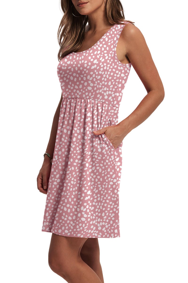 WIHOLL Summer Dresses for Women 2026 Elegant Classy Spring Dresses for Women Casual Cute Beach Vacation Outfits Fashion Floral Sundresses with Pockets Womens Sun Dress Pink Dot XL - Image 4