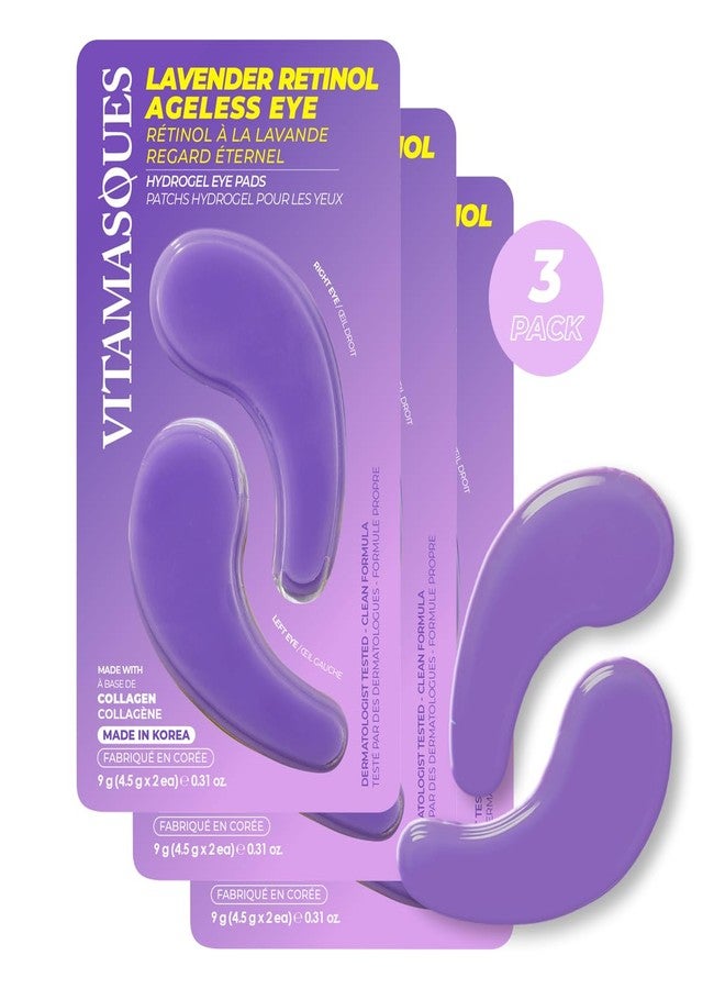 Vitamasques Lavender Retinol Anti Aging Hydrogel Eye Patches for Puffy Eyes and Dark Circles - Under Eye Mask with Collagen Patches for Wrinkles | Korean Skincare Brightening Eye Pads 3 Pack - Image 1
