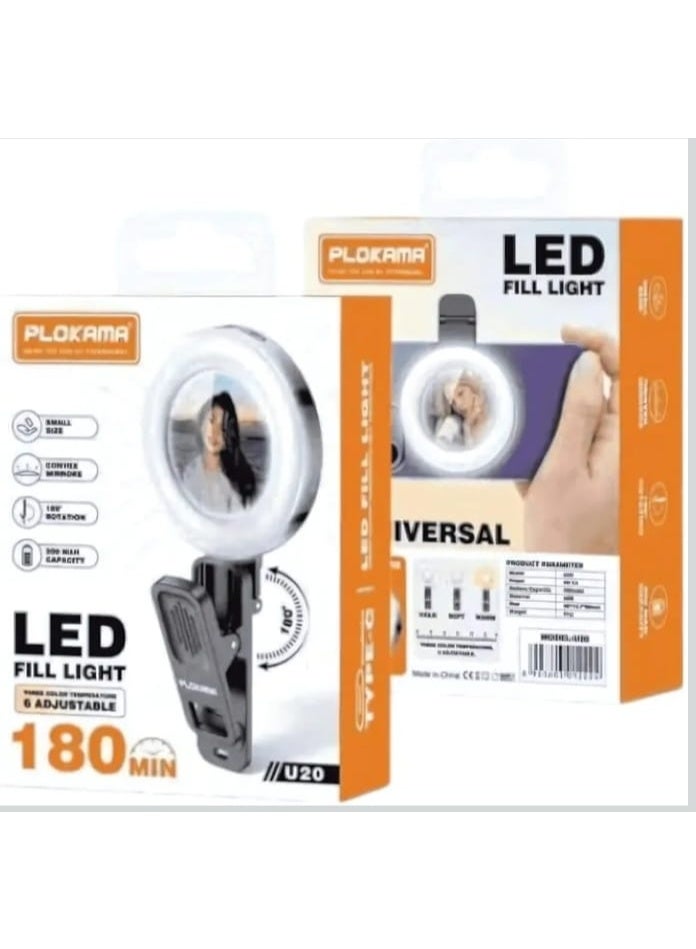 PLOKAMA Small LED ring light for mobile phones with 4 colorful lighting modes - Image 1