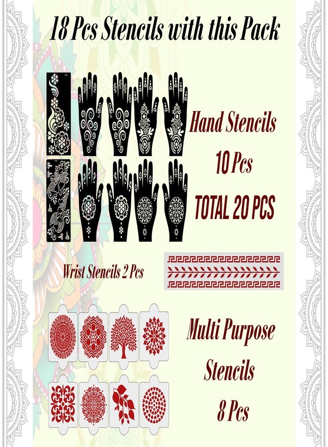 Ivana's Set of 20 Pcs Combo Pack, Reusable Henna Stickers Latest Mehandi Design Stencils For Girls, Women, Kids & Teen, D-2060 - Image 4