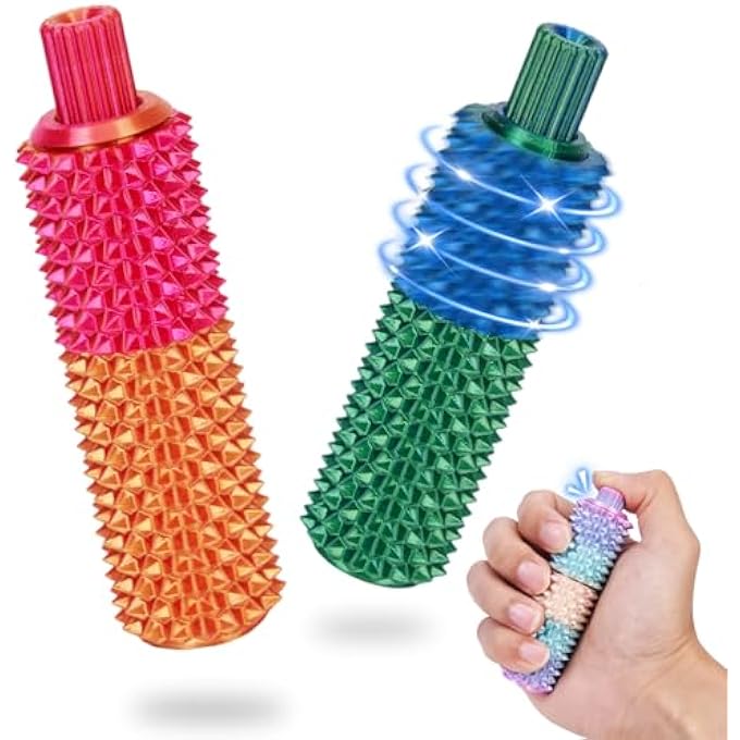 Efilra 2Pcs Pain Stim Fidget Toys for Adults, 3 in 1 Little Spiky Fidget Ouchies Toys - Rotating/Spiky/Click-Press, Pain Stimming Tool Sensory Toys for Anxiety ADHD Autism Office Travel Classroom - Image 1