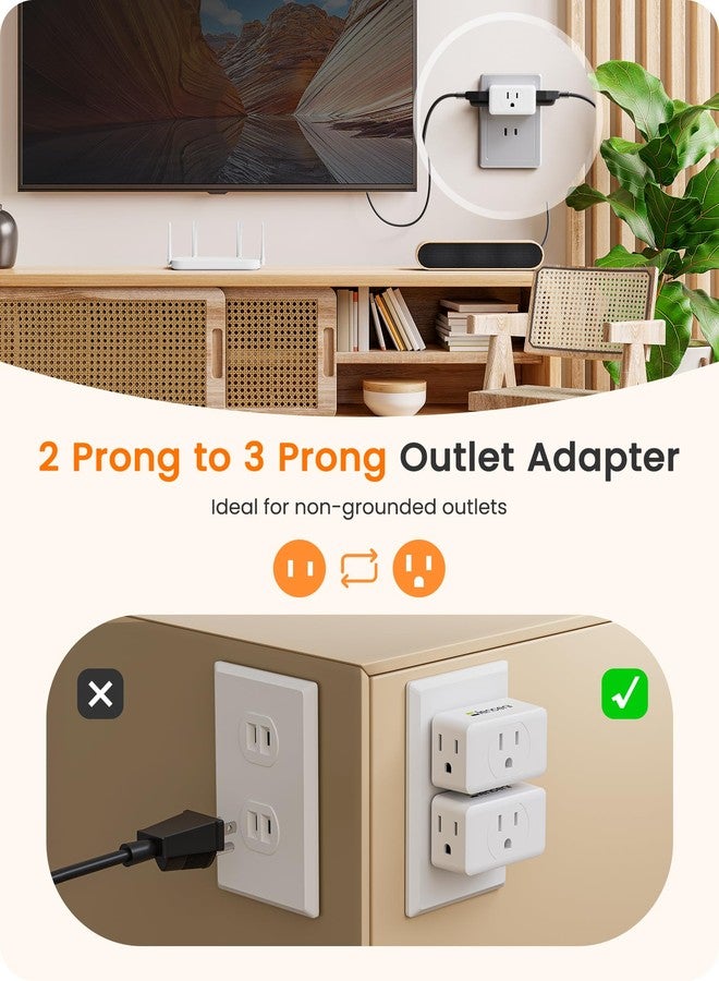 LENCENT 2 Prong to 3 Prong Outlet Adapter,Wall Plug Extender,Multiple Outlet Wall Plug with 3 AC Outlets,Non-Grounded Outlets Expander for Japan Travel Kitchen Office Bathroom Older House,2 Pack - Image 2
