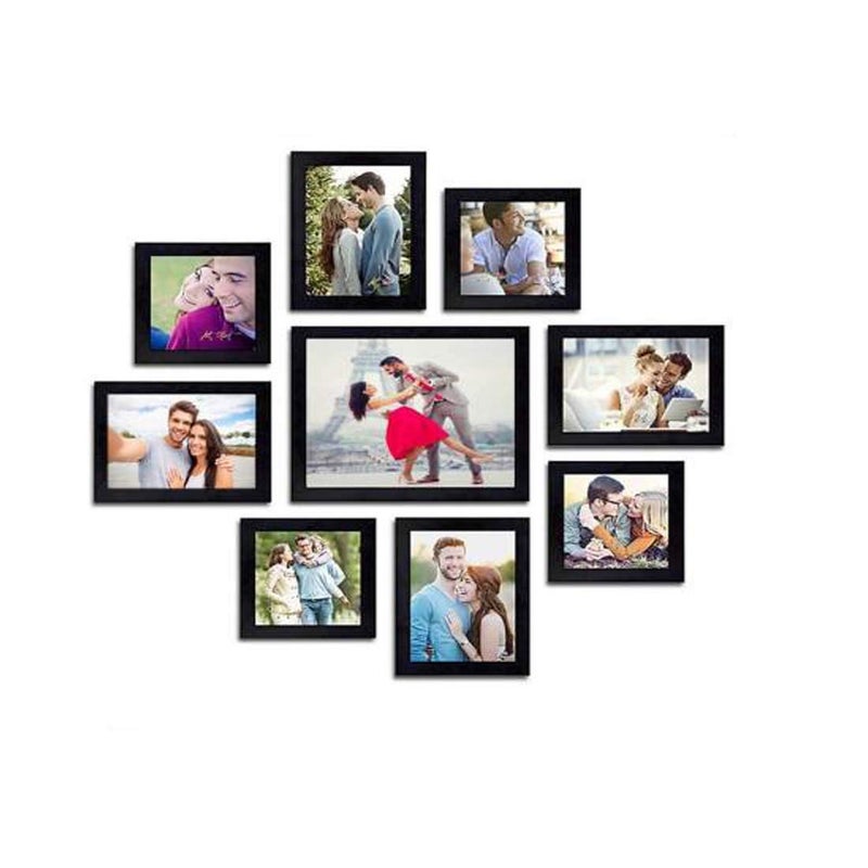 CDM Wall Wood MDF Photo Frame With Glass (Black,9 Photos) - Image 1