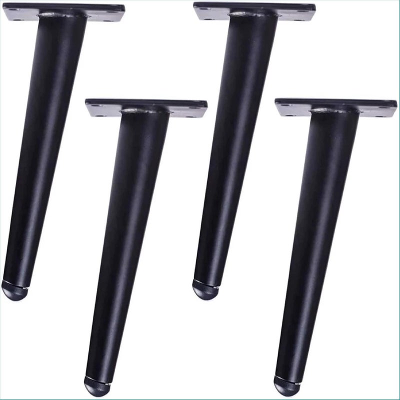 QZibeva Pack 4 Pcs 6 Inch Vintage Black Tapered Metal Legs for Sofa Furniture Cupboard Mounting Screw Include - Image 2