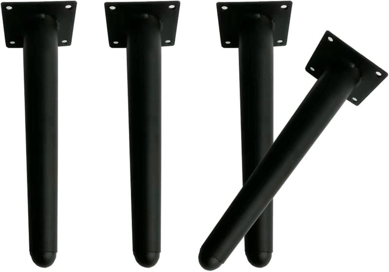 QZibeva Pack 4 Pcs 6 Inch Vintage Black Tapered Metal Legs for Sofa Furniture Cupboard Mounting Screw Include - Image 1