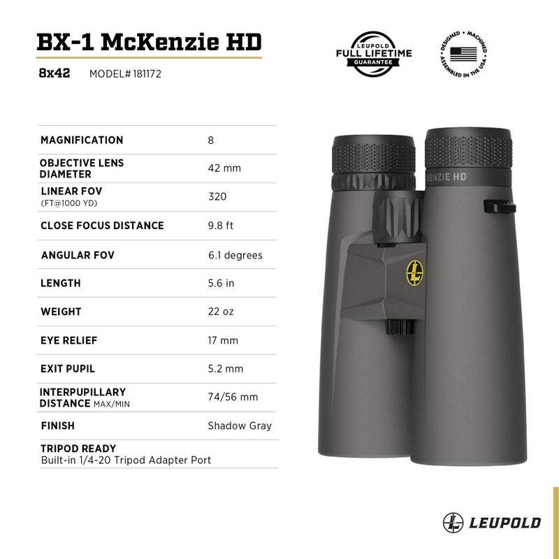 Leupold BX-1 McKenzie HD Binoculars, 8x42mm (181172) - Image 4