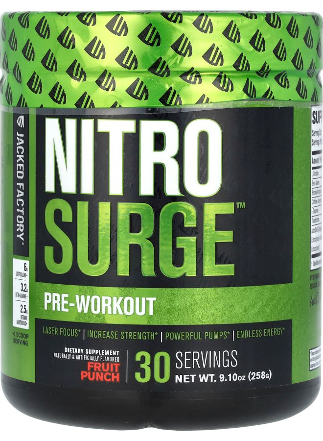 Jacked Factory Nitro Surge PreWorkout Fruit Punch 9.1 oz (258 g)