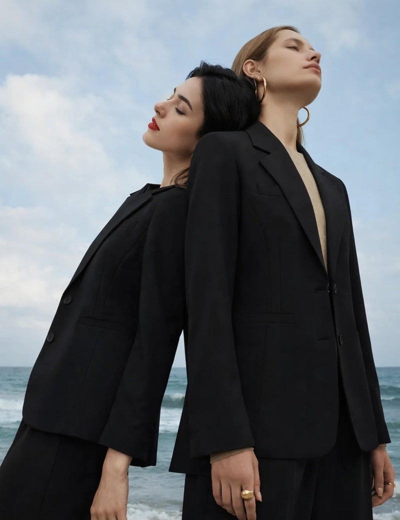 OmicGot Women's Black Blazer for Business Casual Office Work - Open Front Long Sleeve Lapel Suit Jacket with Pockets, Large - Image 4
