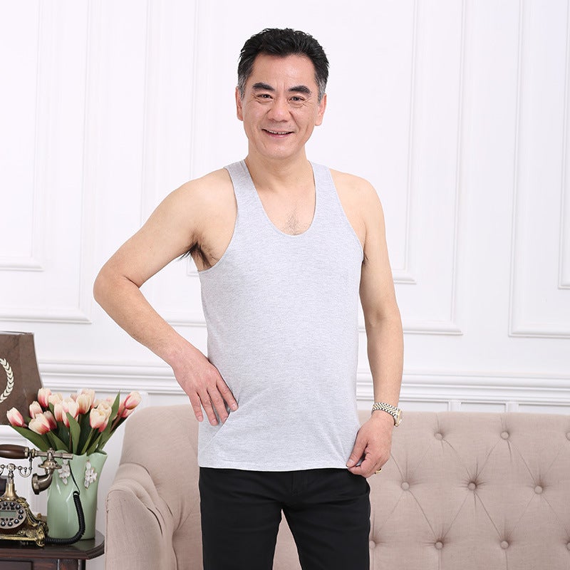 Middle-Aged Men'S Summer Pure Cotton Old-Fashioned Hurdle Camisole Loose Underwear For Middle-Aged And Elderly Full Sweat Cotton Shirt For Youth - Image 1