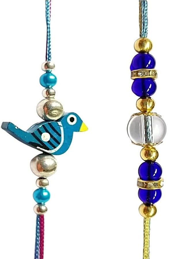 KRISHNA Rakhi for brother bhaiya kids designer rakhi for rakshabandhan with wooden bird and fancy glass beads rakhi envoirnment eco friendly combo set - Image 1