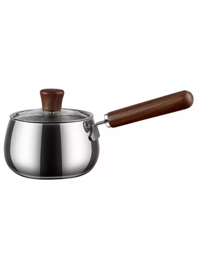 Walnut wood handle stainless steel stew pot - Image 1