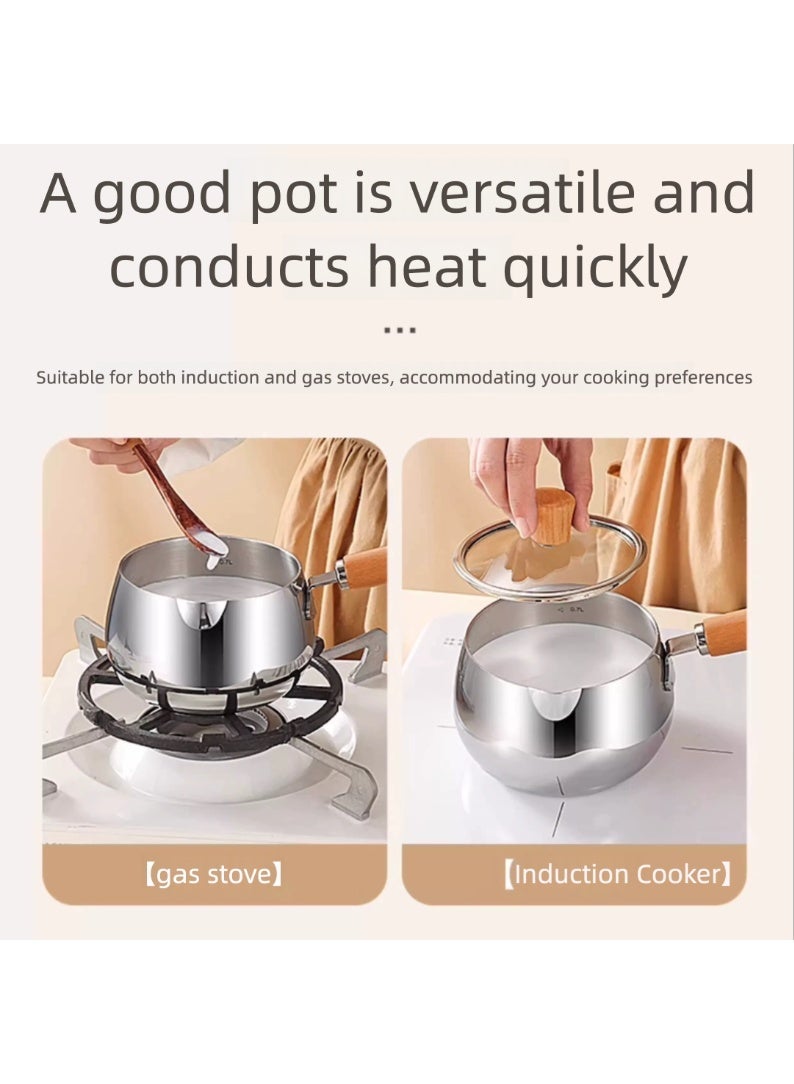 Walnut wood handle stainless steel stew pot - Image 4