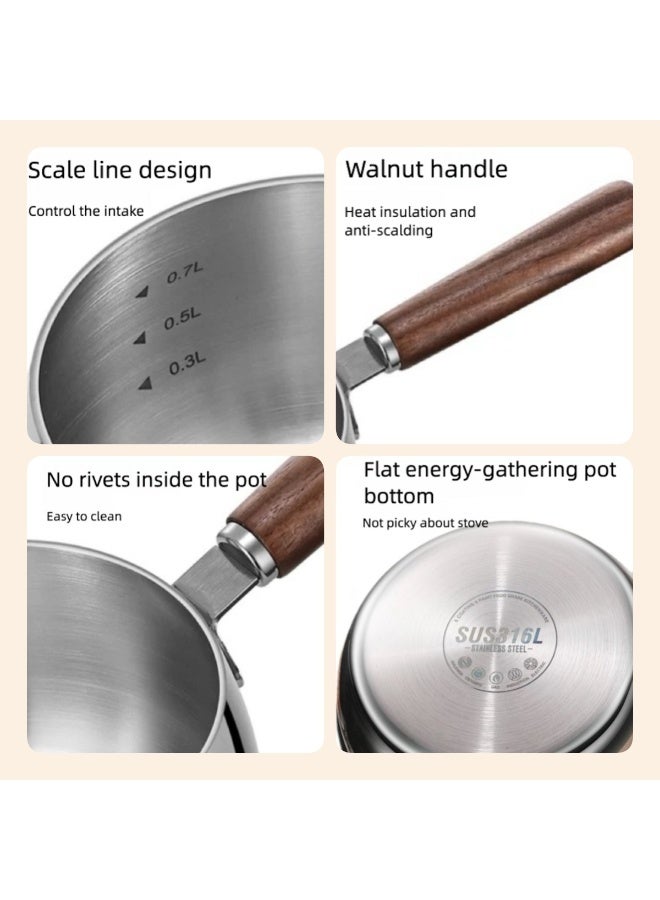 Walnut wood handle stainless steel stew pot - Image 5