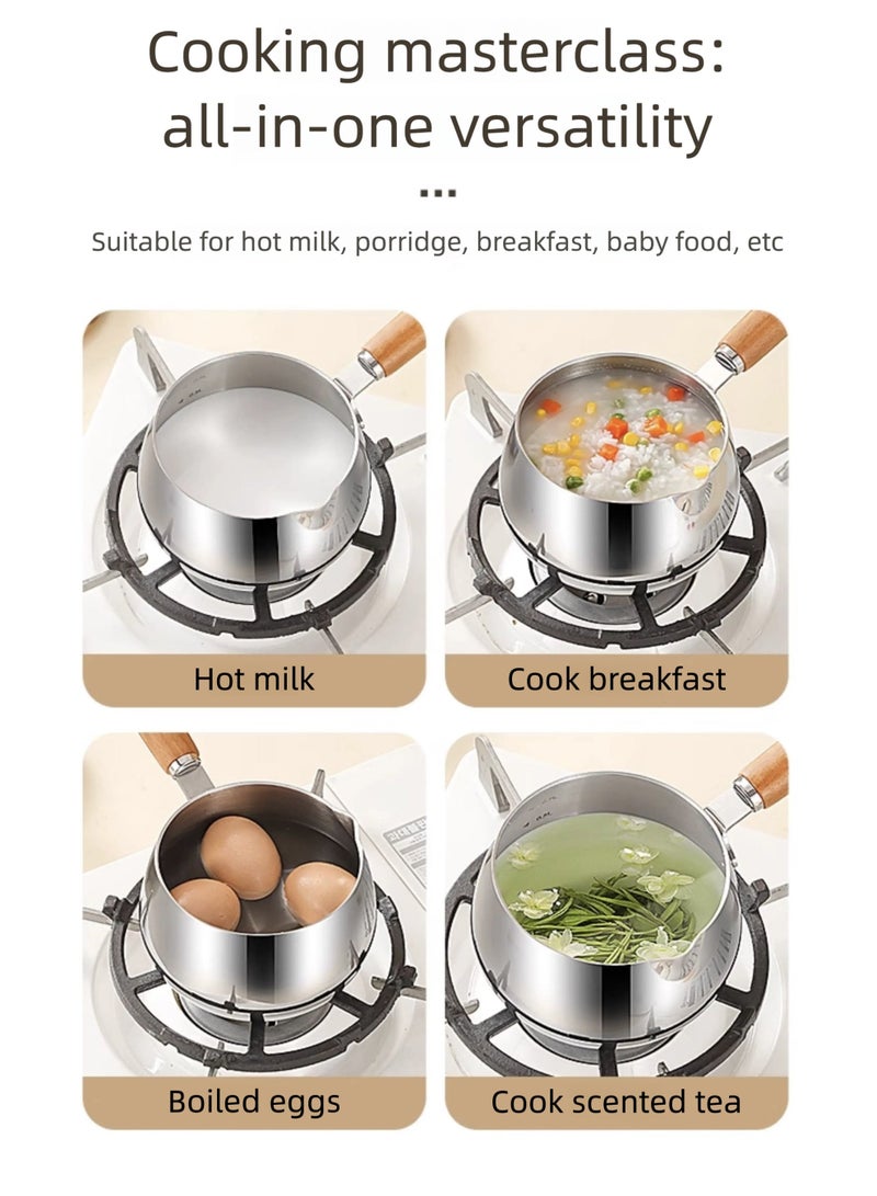 Walnut wood handle stainless steel stew pot - Image 2