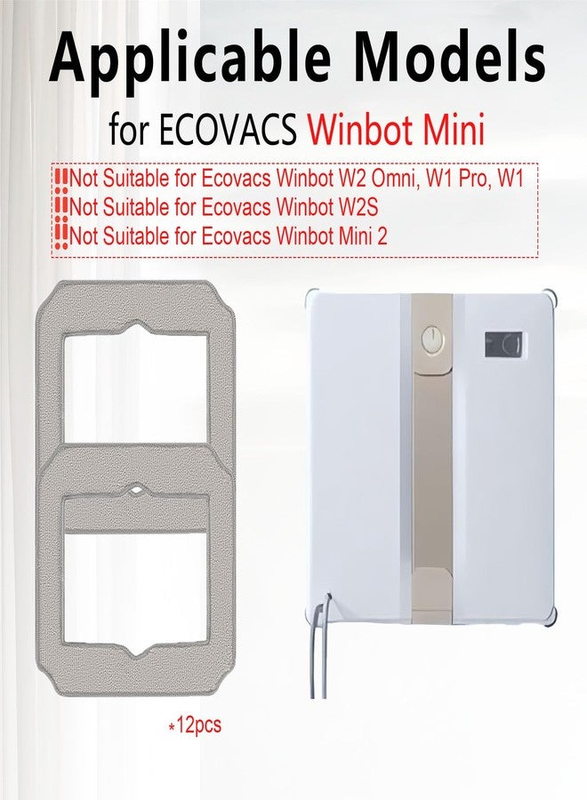 Frexusuent Cleaning Rag for ECOVACS Winbot Mini Window Vacuum Cleaner Robot, Washable and Reusable Winbot Mini Mop Pad Accessories, 12 Pcs Mop Cloth Replacement, No. W-CC02-0012 - Image 2