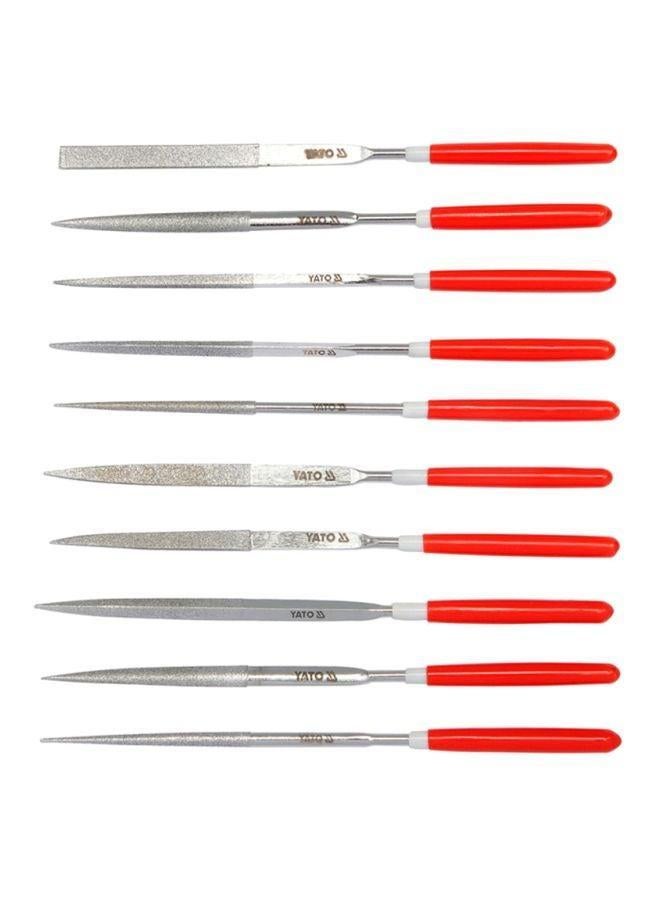 10Pcs Diamond Needle File Set 3X140X50mmYT-6144 Silver/Red 50x3x140mm - Image 1