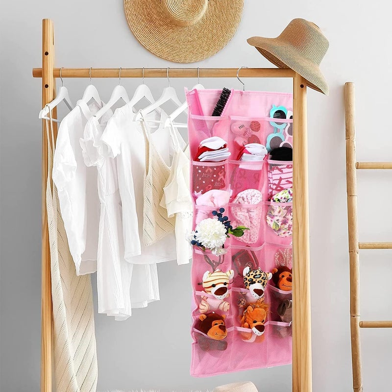 Granth Bag Manufacturing India GBMI Dualsided Wall Door Hanging Undergarments Organizer With 30 1218 Mesh Pocket Wardrobe Organizer For Clothes For Bra Underwear Underpants Socks Jewellery 78 X 40cm Pack of 1 Pink  - Image 4