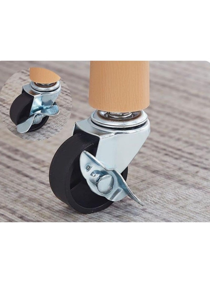 Beauenty 3 Tier Round Rolling Cart : Storage Organizer Cart with Handle and Lockable Wheels Multi-Functional Utility Cart with Wood Frame for Home Office Living Room Kitchen (White) - Image 4