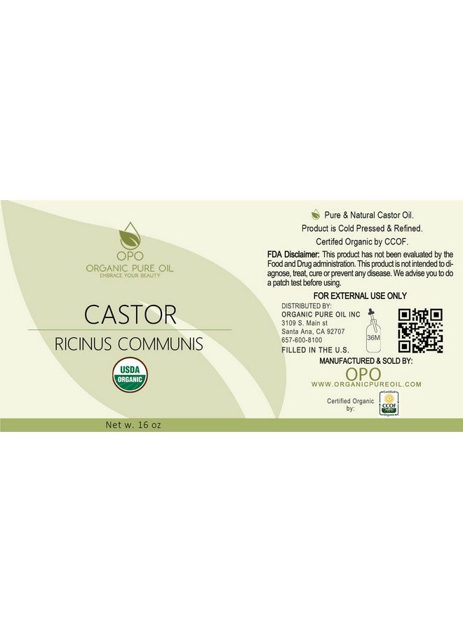 أوبو زيت الخروع العضوي | عضوي معتمد من وزارة الزراعة الأمريكية، نقي ١٠٠٪ ومعصور على البارد، مكرر، غير معدل وراثيًا، خالٍ من الهكسان - ١٦ أونصة - للبشرة، الشعر، الأظافر، الجسم، الرموش، النمو، الترطيب، التغذية - Image 2
