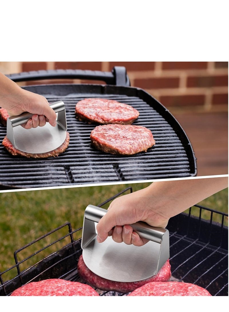 XICEN Stainless Steel Burger Press, 5.5 Inch Round Steak Patty Making Tools, Squeezing Grease, Griddle Accessories Kit, Grill Barbecue Tool, Kitchen Gadgets - Image 4