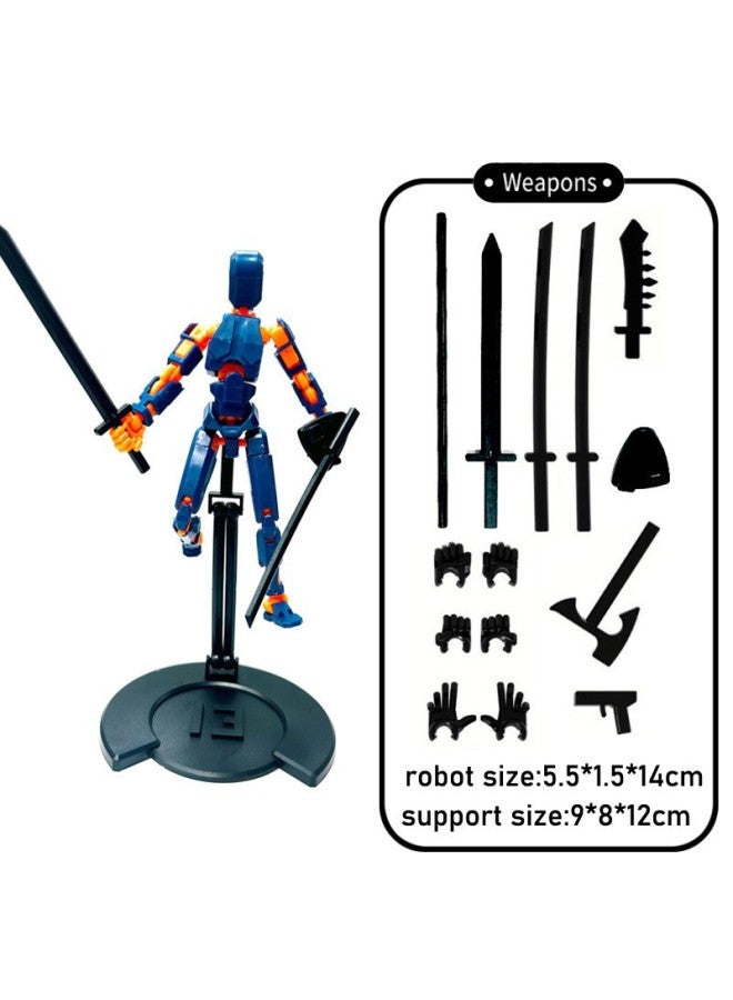 Multi-joint Movable Figure Hand Board Lucky 13 Doll Full Body Activity Robot Decompression To Play Artifact-Color:With Bracket-orange Blue 75g  Bag  - Image 1