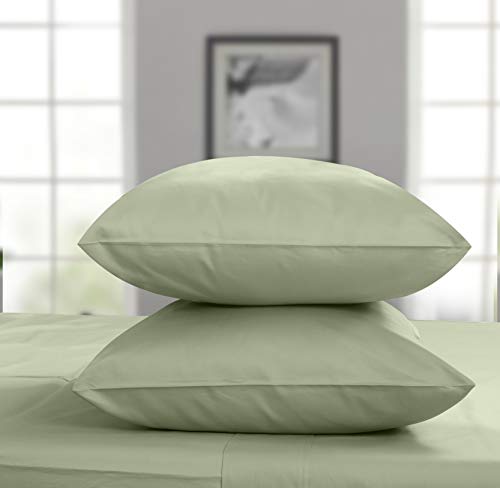Threadmill Cotton Pillow Cases Standard Size Set of 2 100 Pure Cotton 300 Thread Count Sateen Weave Sage Green Ultra Soft Comfortable Hotel Quality Pillow Protectors