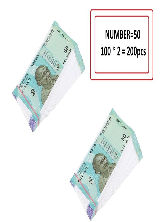 LASERBOT NAKLI Currency (Number 50 KI GADDI 100 X 2 =200 pcs) for Kids Denomination Learning Money Artificial Playing Currency, Learn Money Skills, Fake Money, Dummy Note- Multi Color (200pcs) (Number 50) - Image 2