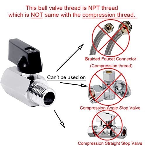 Beduan 38 NPT Brass Mini Ball Valve NPT Female x Male ShutOff Valve Pack of 5 - Image 3