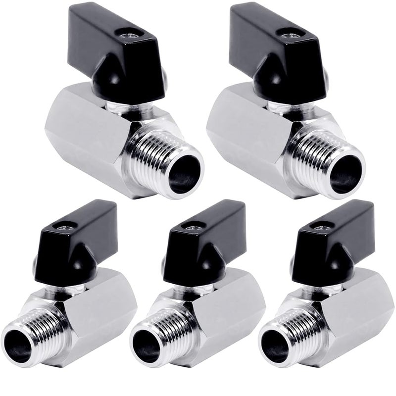 Beduan 38 NPT Brass Mini Ball Valve NPT Female x Male ShutOff Valve Pack of 5 - Image 2