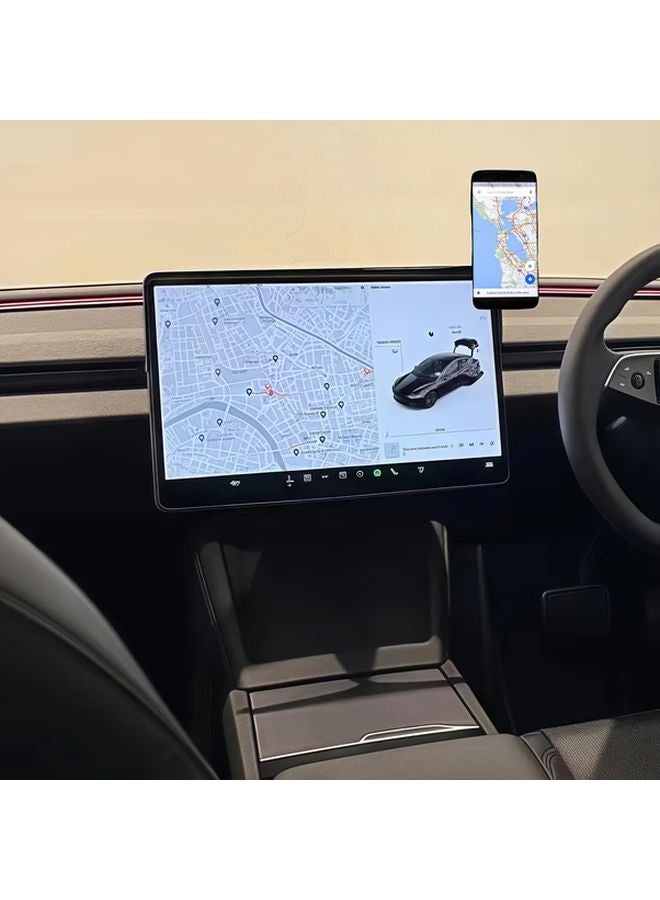 Black Magnetic Mount And Screen Protector Bundle For Tesla Model 3 Y 2020 2024 - Image 3