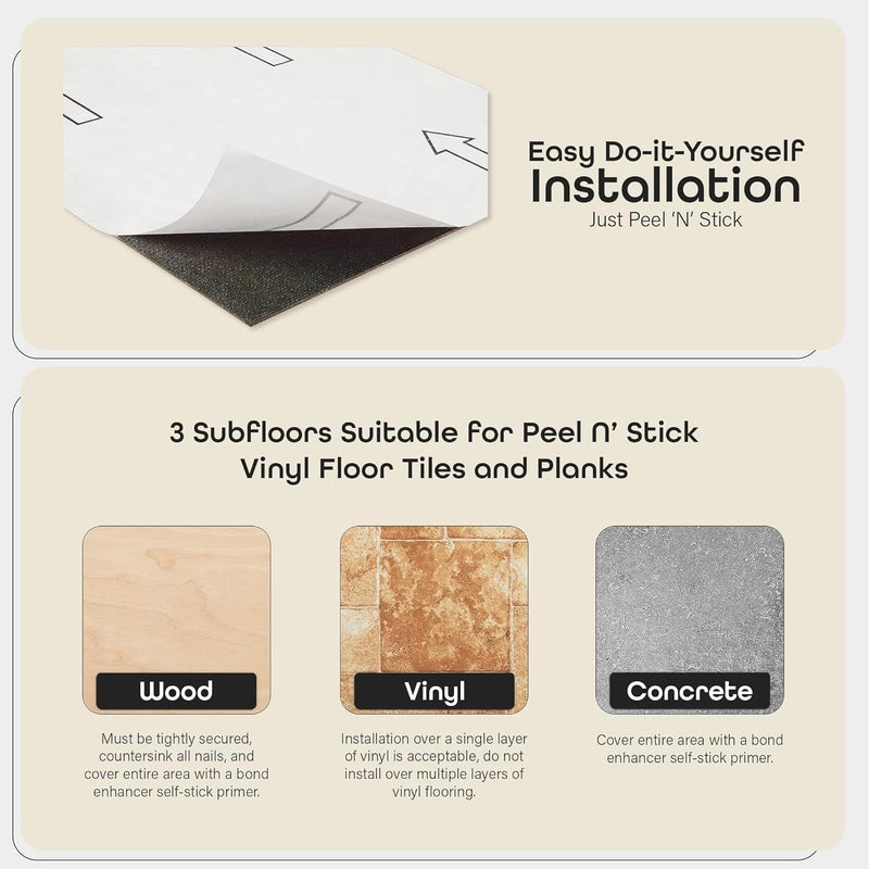 Achim Tivoli Self Adhesive Vinyl Floor Tiles, 45 Tiles - 12" x 12", Four Finger Square Parquet - Peel & Stick, DIY Flooring for Kitchen, Dining Room, Bedrooms, Basements & Bathrooms by Home Decor - Image 3