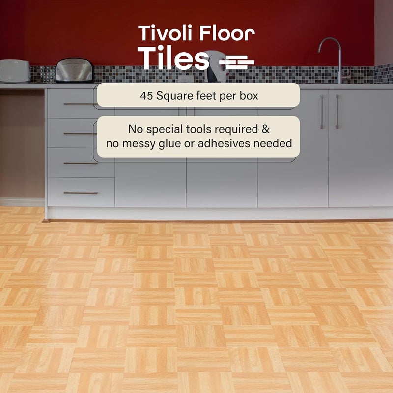 Achim Tivoli Self Adhesive Vinyl Floor Tiles, 45 Tiles - 12" x 12", Four Finger Square Parquet - Peel & Stick, DIY Flooring for Kitchen, Dining Room, Bedrooms, Basements & Bathrooms by Home Decor - Image 2