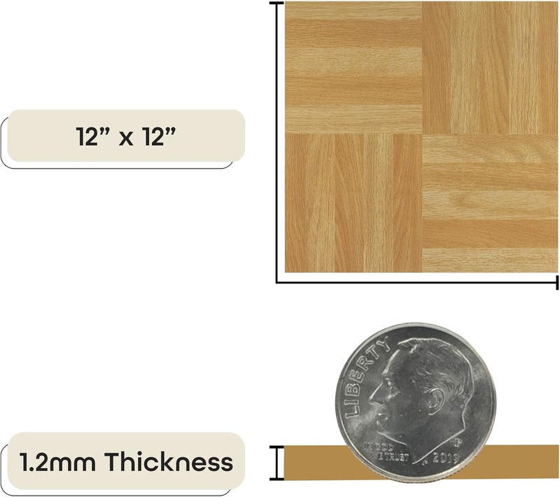 Achim Tivoli Self Adhesive Vinyl Floor Tiles, 45 Tiles - 12" x 12", Four Finger Square Parquet - Peel & Stick, DIY Flooring for Kitchen, Dining Room, Bedrooms, Basements & Bathrooms by Home Decor - Image 4
