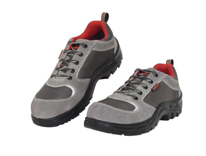 KARAM FS114 Grey Suede Leather Safety Shoes for Men Lightweight | Single Density | Steel Toe Cap | Oil & Heat Resistant, Antistatic, Antislip | Size-09 - Image 1