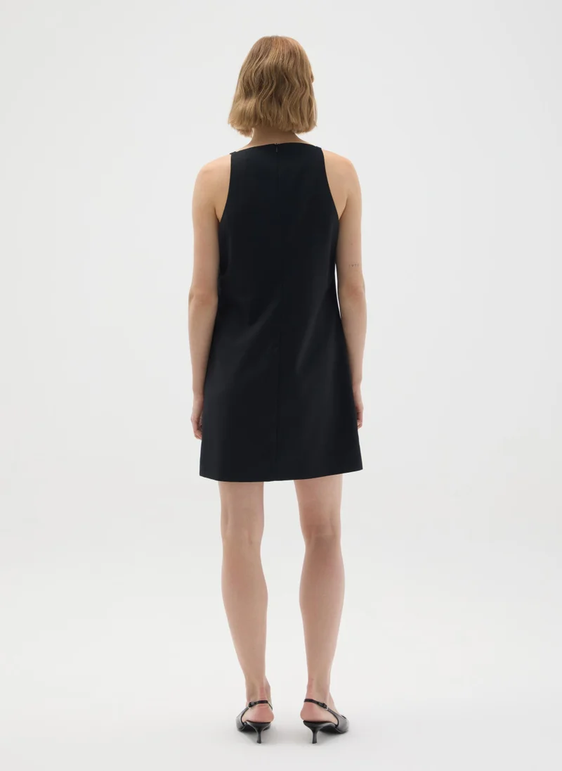 او في اس BLACK VISCOSE BLEND SLIM FIT DRESS